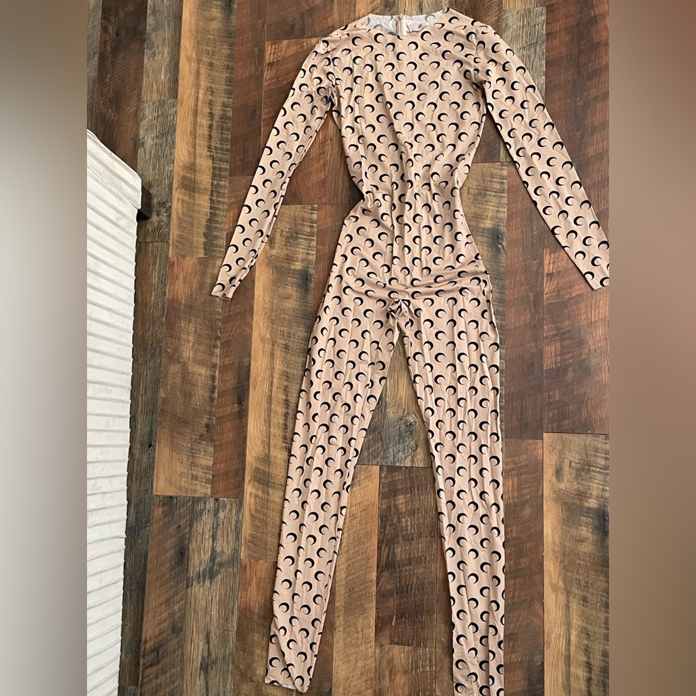 Marine Serre Beige All Over Moon Jumpsuit